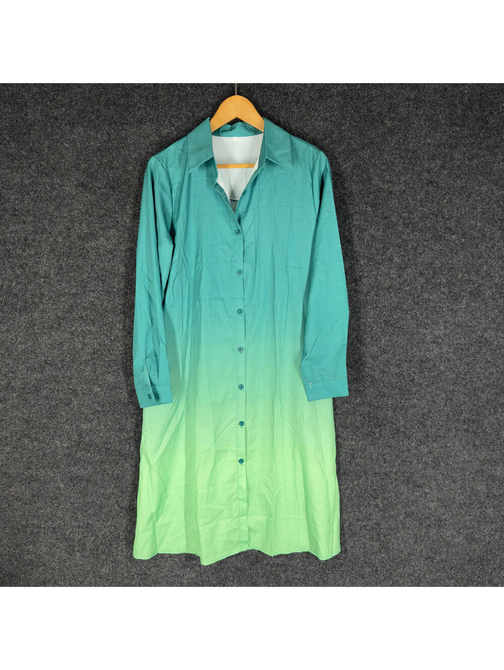 Unbranded Shirt Dress Women S Small Blue Ombre Long Button Collared Long Sleeve